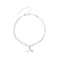 Double-Layer Mermaid Tail Silver-Plated Anklet Female Korean Personality Sexy Simple Ankle Chain Foot Bracelet